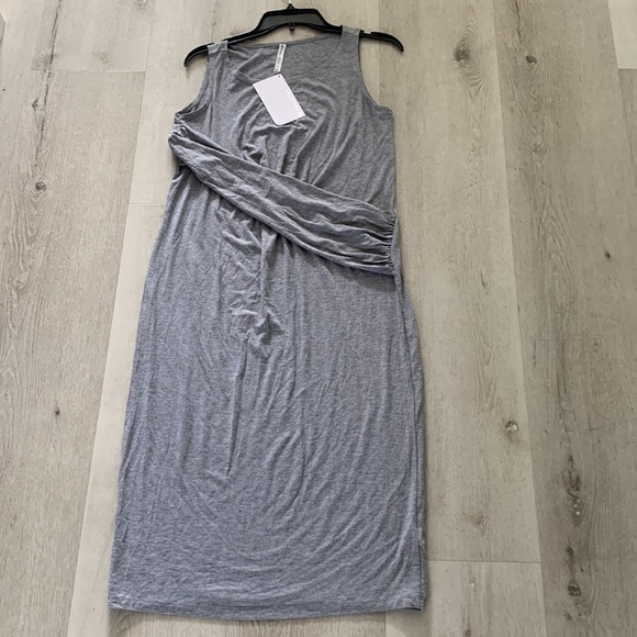 NWT Fabletics Retta Midi Dress gray casual sleeveless silky soft jersey drape - Picture 10 of 12